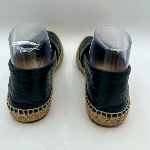 GUCCI Signature GG Leather Espadrilles Flats Women’s US 7 1/2 Black, GUCCISSIMA - Picture 13 of 16